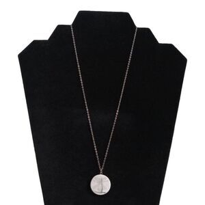 Round Windmill Etched Pendant Single Strand Gold Tone Chain Lightweight Necklace